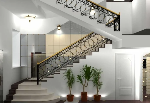 Mẫu thiết kế cầu thang sắt mỹ thuật AH0109