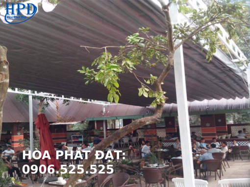 Làm mái xếp bạt kéo cho quán nhậu thương hiệu Hòa Phát Đạt giá rẻ